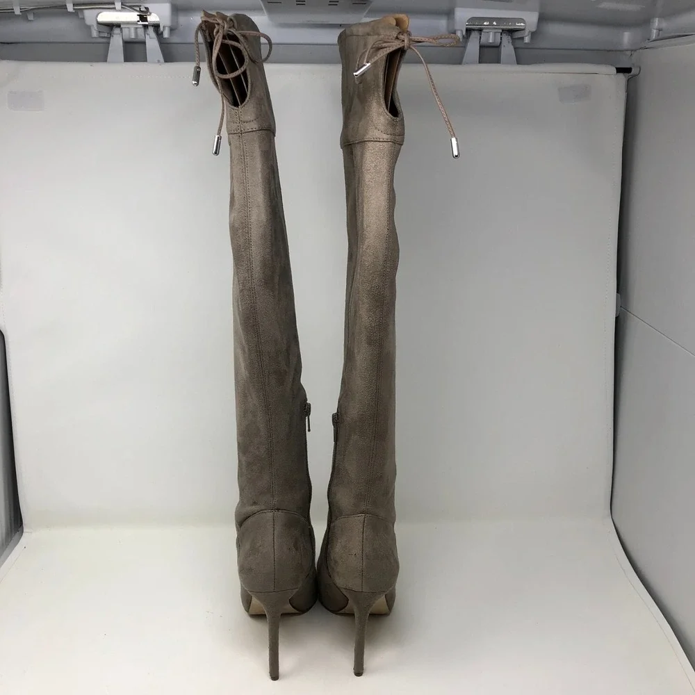 Michael Kors Jamie Over The Knee Stiletto Boots Womens 6.5 Taupe Beige